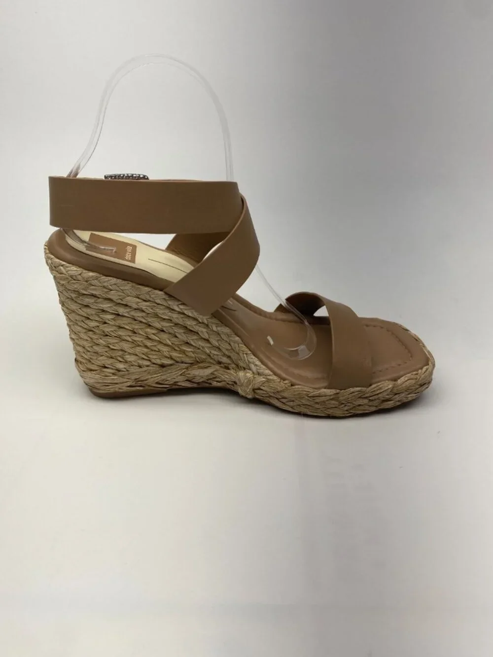 Dolce Vita Womens Aldona Cafe Leather Strap Wedge Square Toe Sandal Sz 10
